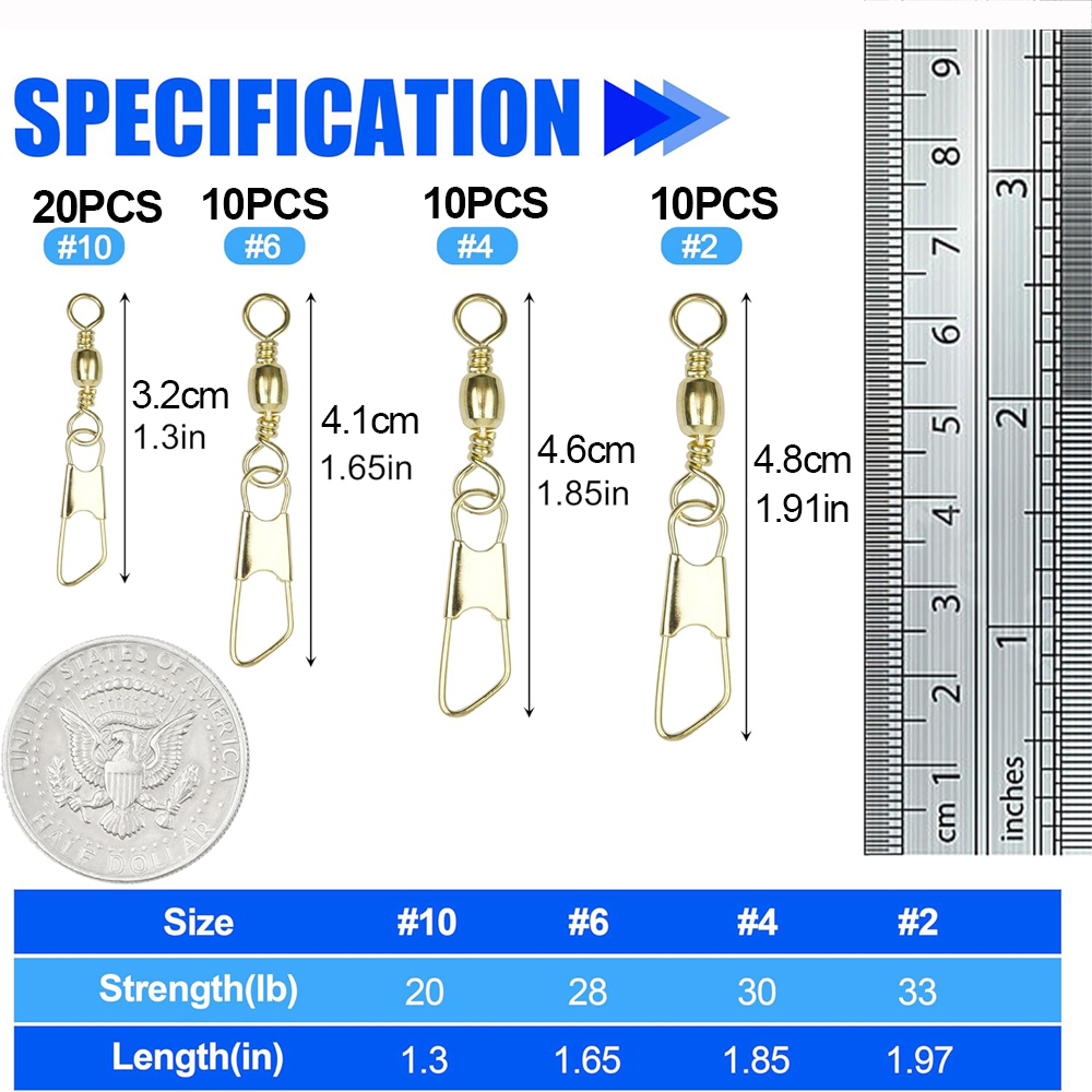 50Pcs Gold Fishing Barrel Swiv - Fishing Equipment Shop review and price