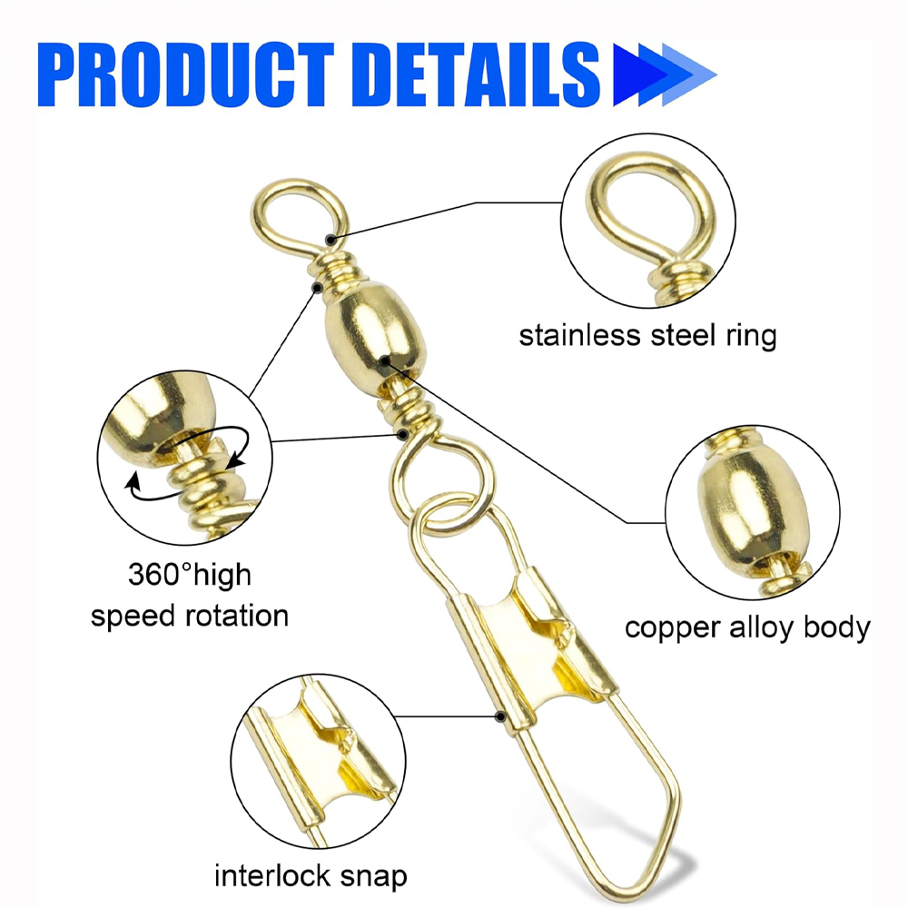 50Pcs Gold Fishing Barrel Swiv - Fishing Equipment Shop review and price