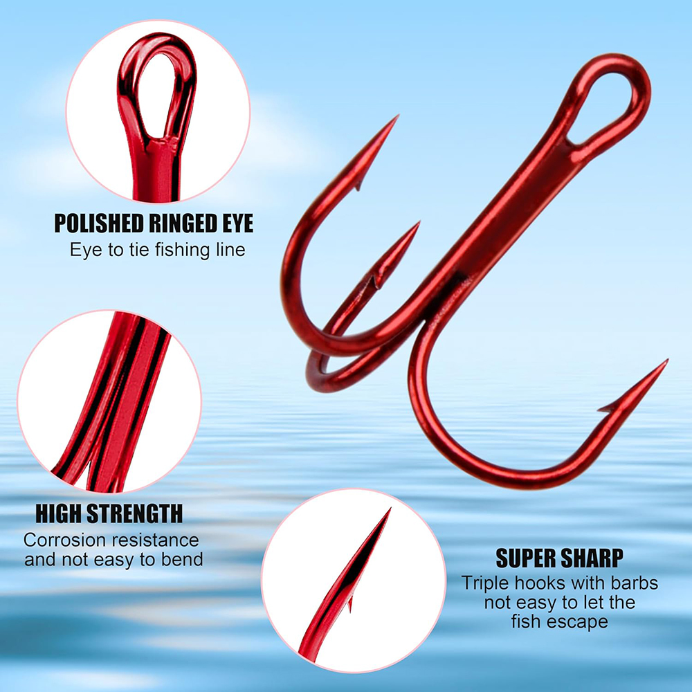 200pcs Red Treble Fishing Hook - Fishing Equipment Shop review and price