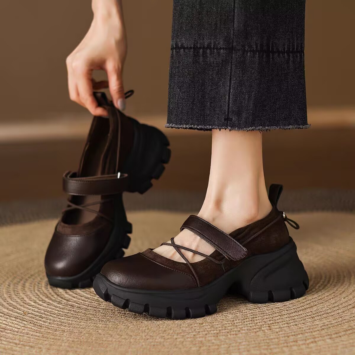 Thick-sole Mary Jane leather s - Circle Hook Set review and price